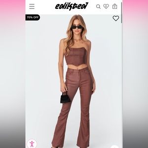 Edikted Faux Leather Flare Pants
